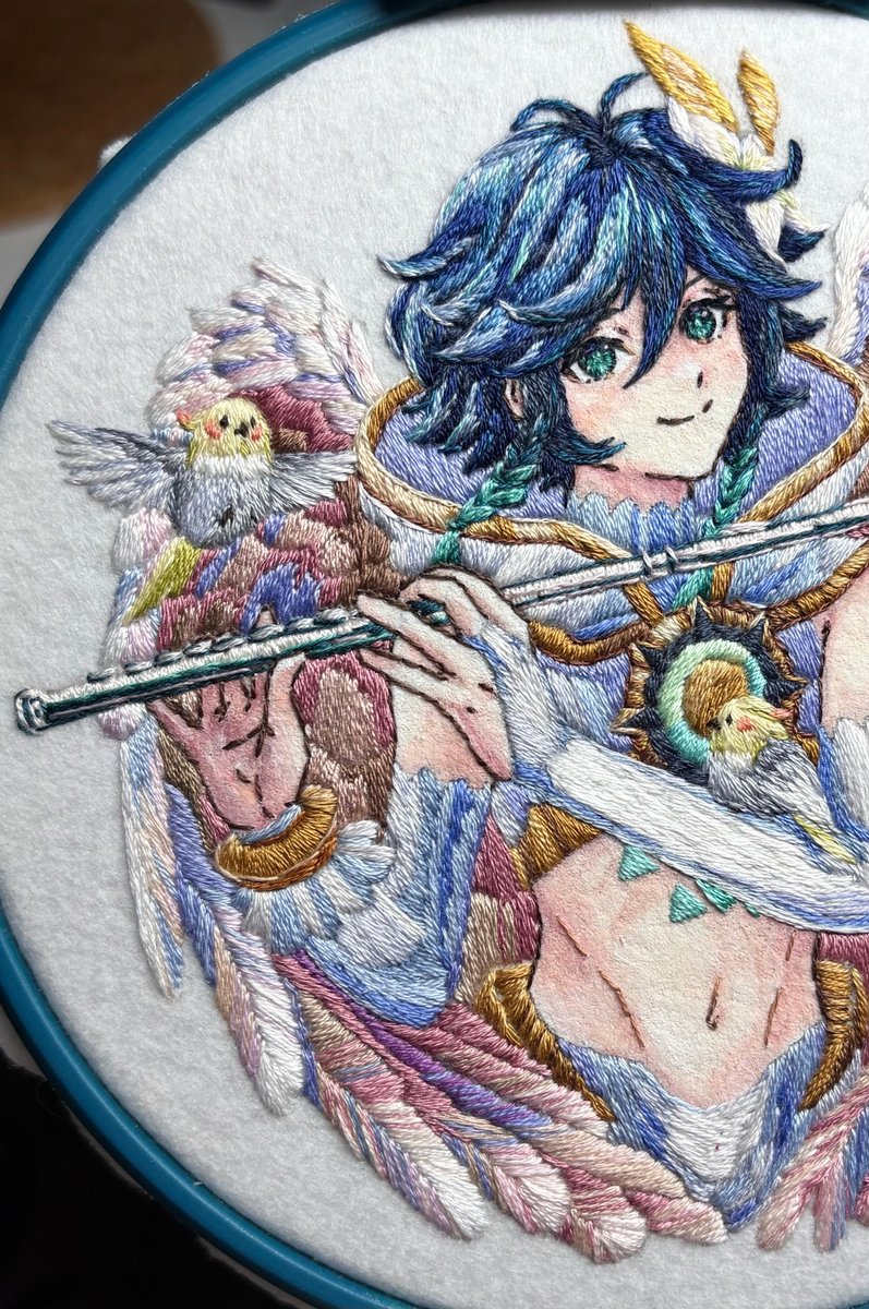 Working on the wings turned out to be more difficult. I used every color of the rainbow for the white feathers 🪶🎨
Venti in progress
#GenshinImpact #venti #artprogress #原神