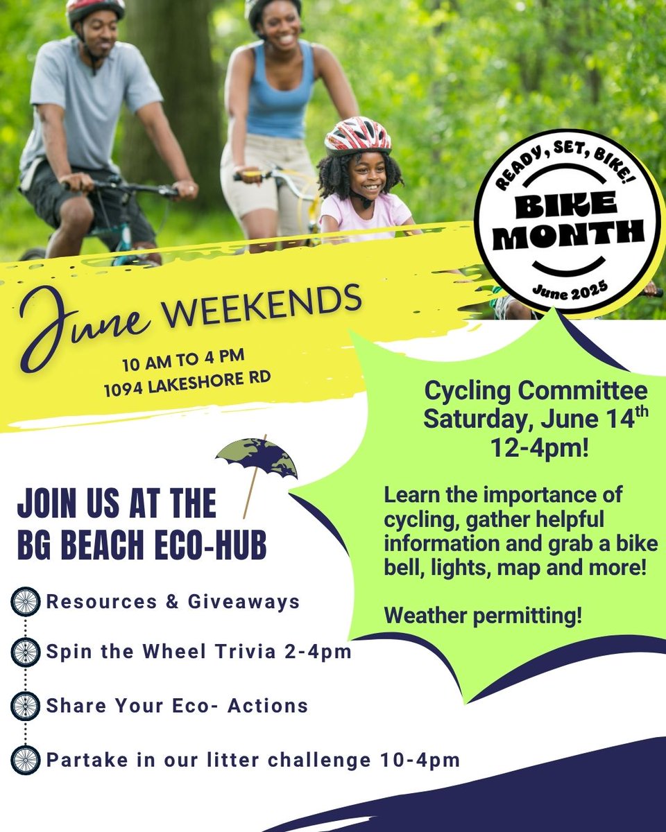 Bikes! Bikes! Bikes! Today (Sat, June 14th) 12-4pm, we have bike giveaways, information, eco-trivia and more!

Check out all the City of Burlington Cycling Committee has to offer.

10-4 pm, BG Eco Hub at 1094 Lakeshore Road.

#Bike #BurlON