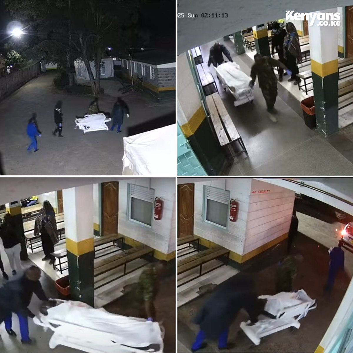 Kenyans's tweet photo. CCTV footage emerges showing police officers with Albert Ojwang at Mbagathi Hospital https://t.co/4mciHeOGos