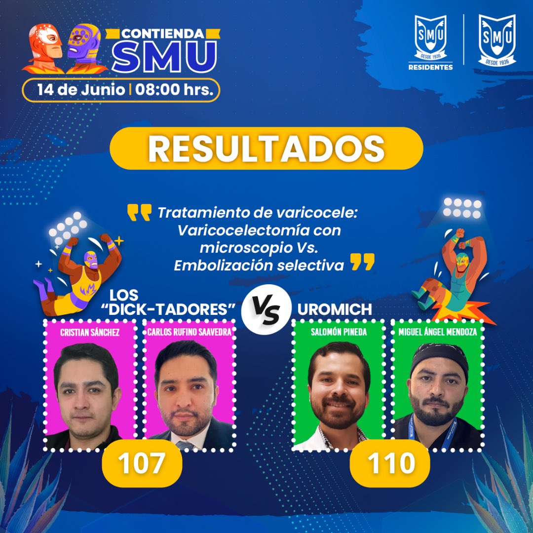 Residentes_SMU's tweet image. ¡Momentos emocionantes y marcadores reñidos durante la ‘Contienda SMU’ de junio! 🤼♀️💥 Los equipos defendieron admirablemente sus posturas, ¡descubre los resultados de esta jornada! 👇🏻
Agradecemos la participación de los equipos, a nuestro jurado y al auditorio que estuvo…
