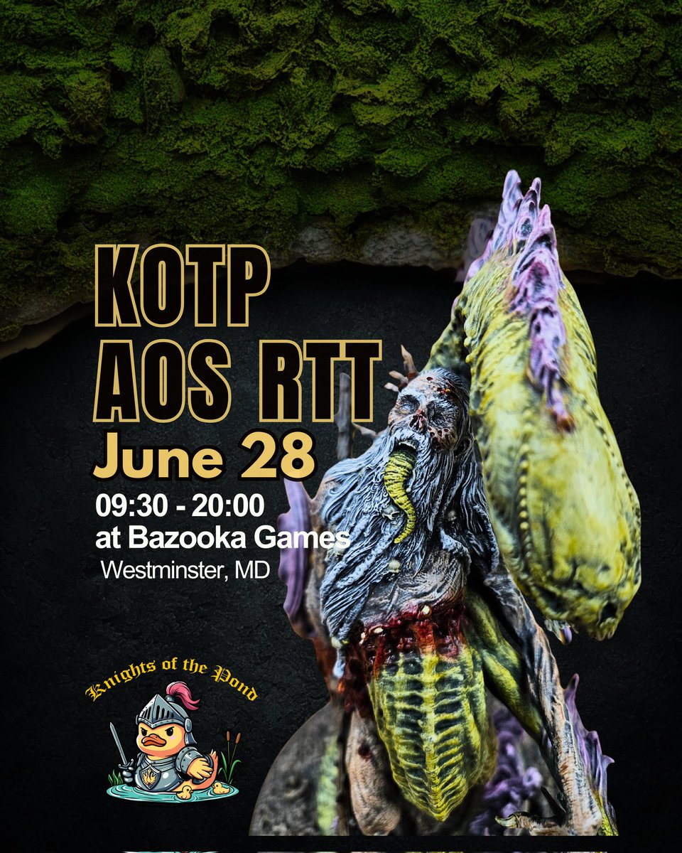 JUNE AOS RTT 🪷 06/28/2025 
9:30 - 20:00 at Bazooka Games 
Registration: bestcoastpairings.com/event/gAqYYmFT…

#WarhammerCommunity #AgeOfSigmar