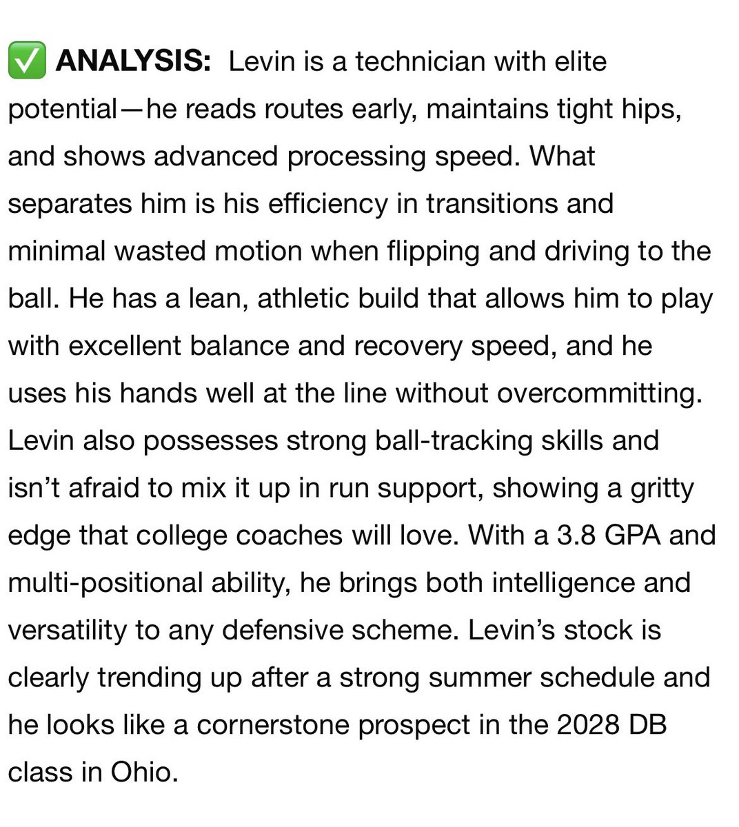 Gabriel Levin (@gabriellevin28) on Twitter photo Thank you to <a href="/sixstarfootball/">Six Star Football | PLUS+</a> for the write up! I look forward to returning to <a href="/ToledoFB/">Toledo Football</a> camp in the future!
<a href="/Coach_Eliano/">Perry Eliano</a>
<a href="/olibfb/">Olentangy Liberty Football Recruiting</a>
<a href="/ChimChek/">Chimdi Chekwa</a> Thank you to <a href="/sixstarfootball/">Six Star Football | PLUS+</a> for the write up! I look forward to returning to <a href="/ToledoFB/">Toledo Football</a> camp in the future!
<a href="/Coach_Eliano/">Perry Eliano</a>
<a href="/olibfb/">Olentangy Liberty Football Recruiting</a>
<a href="/ChimChek/">Chimdi Chekwa</a>