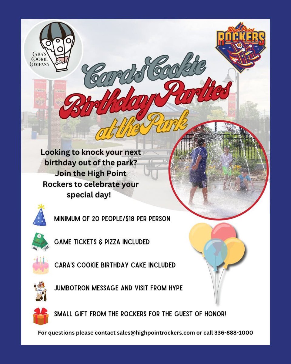 Birthday parties, cookies, pizza and <a href="/RockersBaseball/">High Point Rockers</a> 🥳🤩