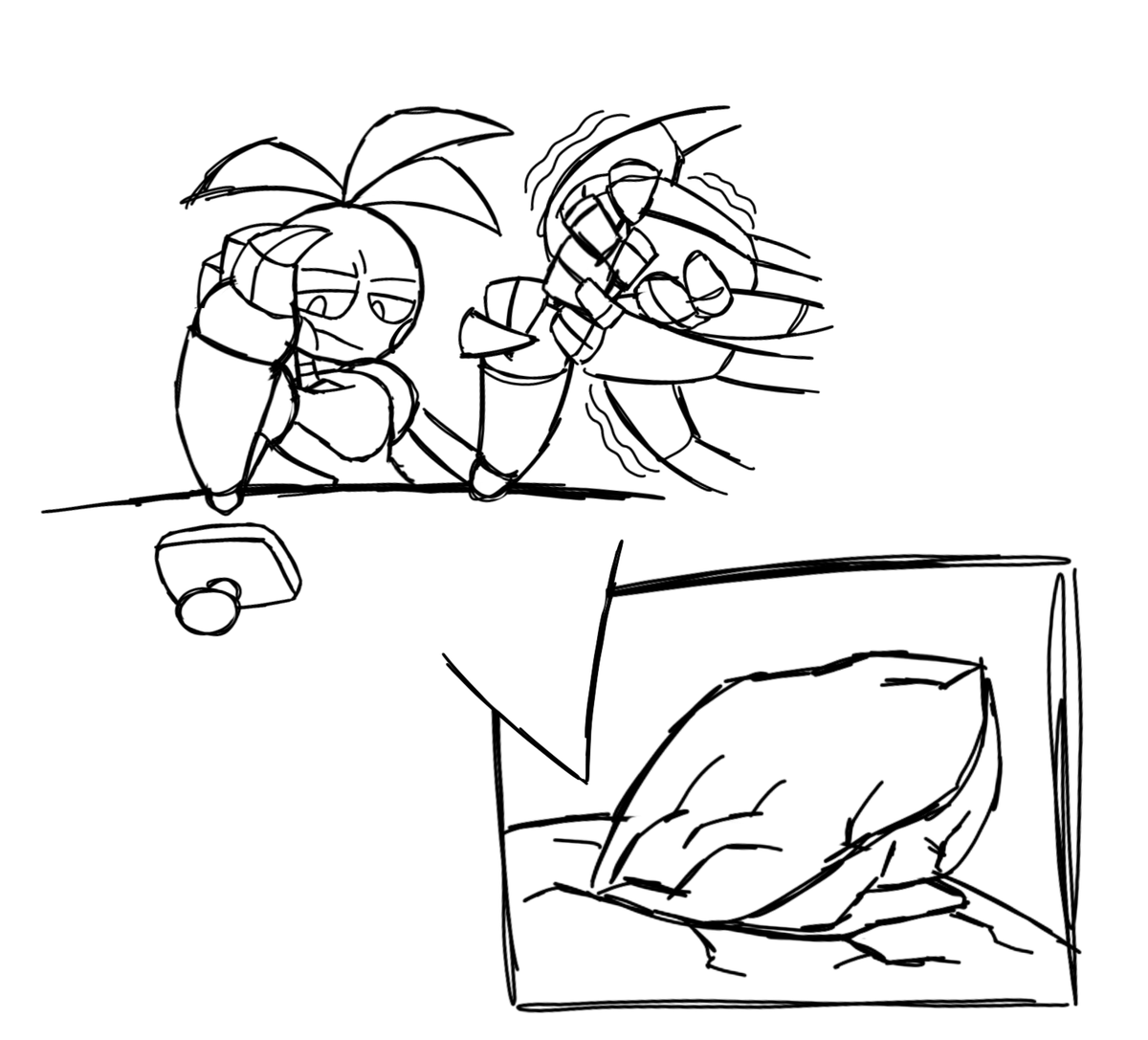 Sketch from a while ago that spawn from a conversation with <a href="/Vilified0/">Vilified</a> 

Other animatronics might be strong, but their combined might isn't enough to move Chica. Even enough force to tilt a tectonic plate just bores Chica enough to watch Markiplier let's plays.