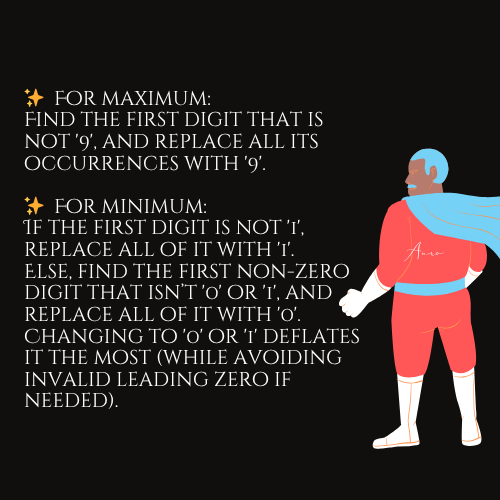 impatientcat_AS's tweet image. After playing around with the brute-force approach, let’s put some strategy into our remapping! We don’t need to test all digits — just the ones that actually exist in the number. Let’s break it down smartly:-
#LeetCode #sundayvibes  #LeetCodePOTD #DataStructures