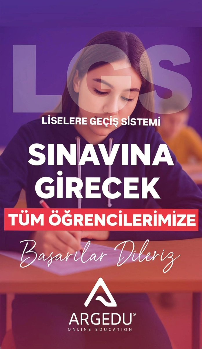 15 Haziran 2025 Pazar günü yapılacak olan LİSELERE GEÇİŞ SISTEMİ SINAVINA girecek olan tüm öğrencilerimize başarılar dileriz...
#argedu #dijitalokul #lgs #lgs2025  #dijitaleğitim #onlineeğitim #okul #ders #eğitim #başarı #sınav #ders #yapayzeka #ai #yazılım #bilişim #otomasyon