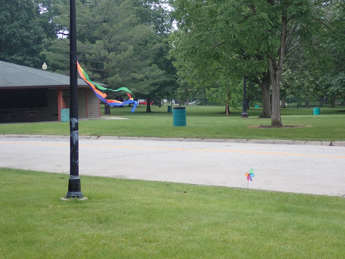 Sights at the park
Pic 1 - pretty flower
Pic 2 - taken through the zoo fence
Pic 3 - the zoo's pollination garden now has milkweed
Pic 4 - someone was throwing a rainbow party