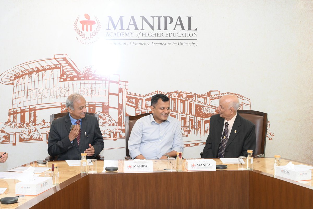 Glad to have visited Manipal Academy of Higher Education (MAHE), Udupi earlier today. 

Was joined by Pro Chancellor Dr. S.S. Ballal, Vice Chancellor Lt. Gen. Dr. M.D. Venkatesh, and key members of the administration, who shared insights into the institution’s journey and