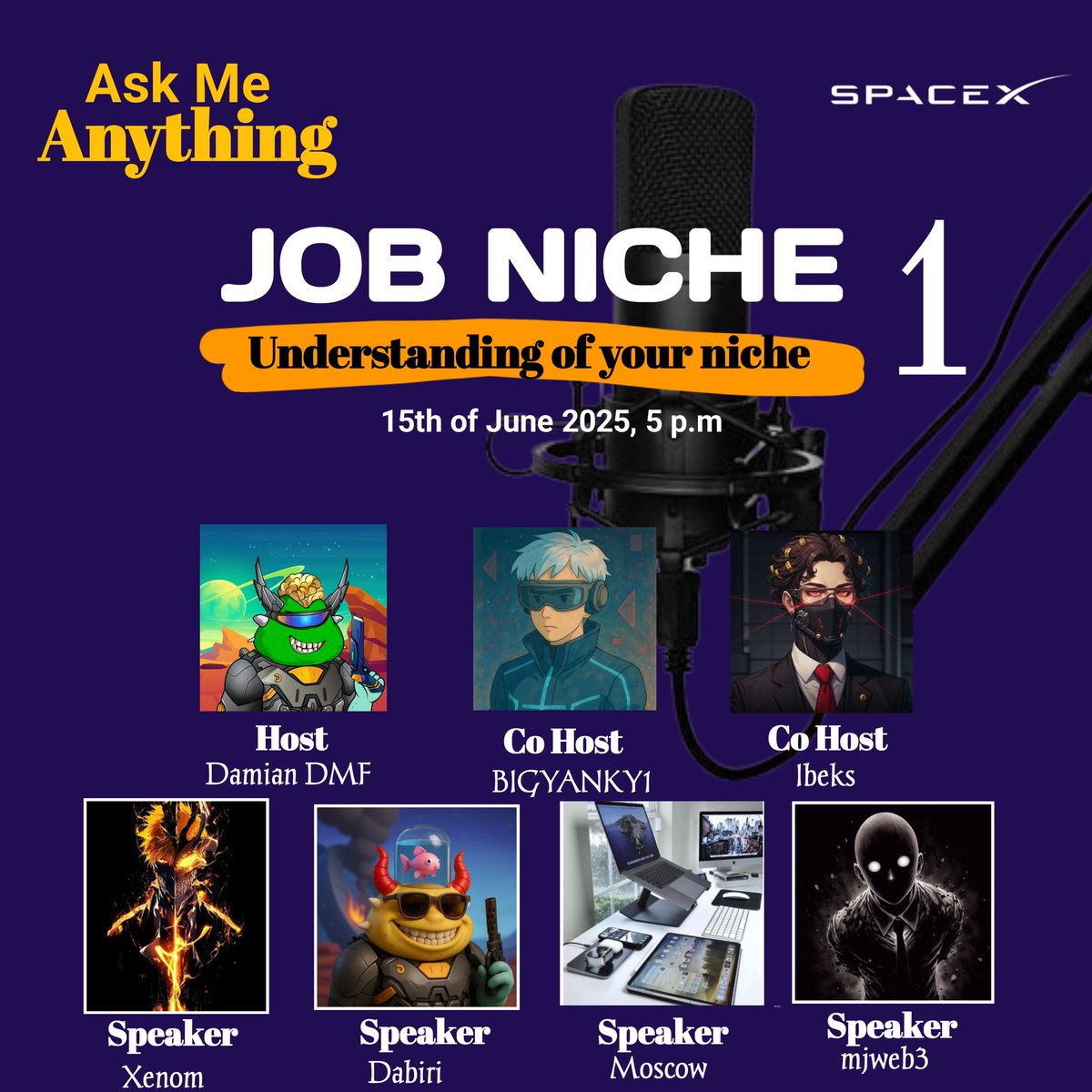 DAMIAN_DMF's tweet image. Job Niche AMA

Join Damian DMF, #BIGYANKY1, and #Ibeks, along with speakers #Xenom, #Dabiri, #Moscow, and #mjweb3, for a (AMA) session on June 15th, 2025, at 5:00 PM. 

The topic is &quot;Understanding Your Niche&quot; in the Web3 space. This is a chance to learn &amp;amp; ask questions.