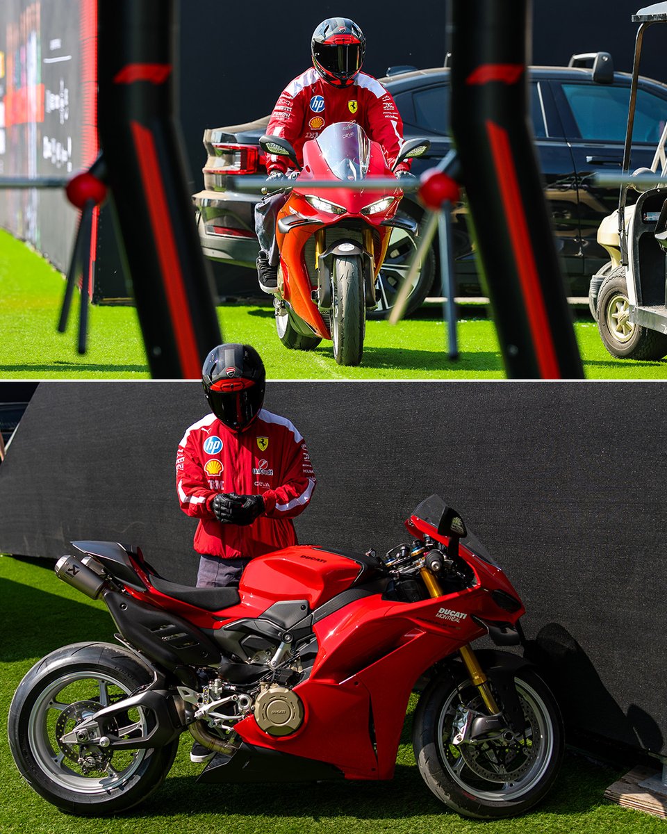 Lewis Hamilton showed up for quali day on a red Ducati 🔥
