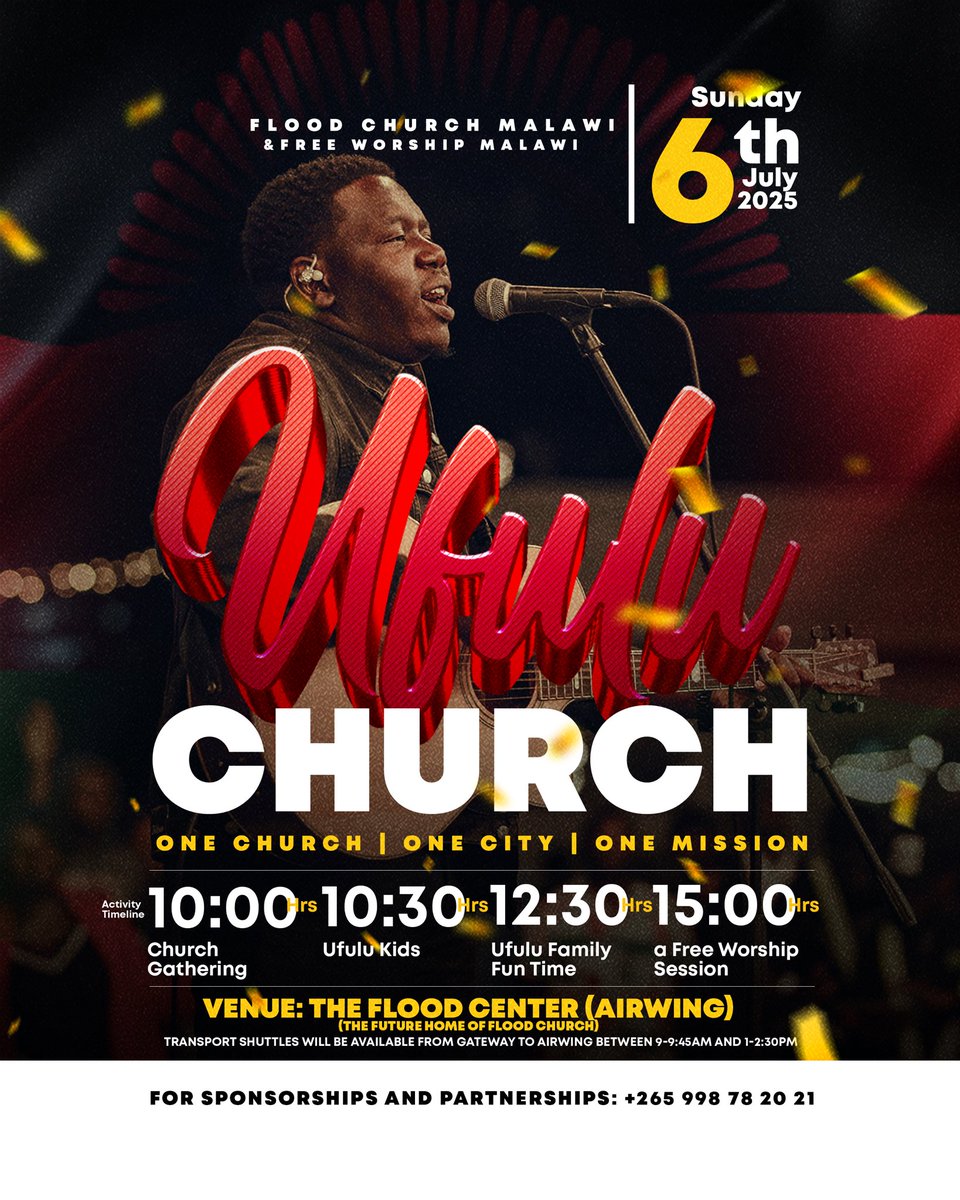 ufulufestival's tweet photo. “So if the Son sets you free, you will be free indeed.” – John 8:36

Join us for a Free Worship Session at Ufulu Church as we celebrate more than national independence, but declare our true freedom in Jesus Christ!

🗓️ July 6, 2025
📍 Flood Center, Airwing

All are welcome. https://t.co/tsF8xUqbk1