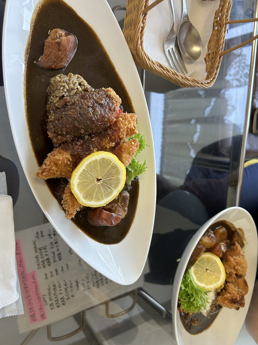 ホッケフライカレーとタコホタテフライカレー！全部島で獲れた海産物！美味い🍴😋