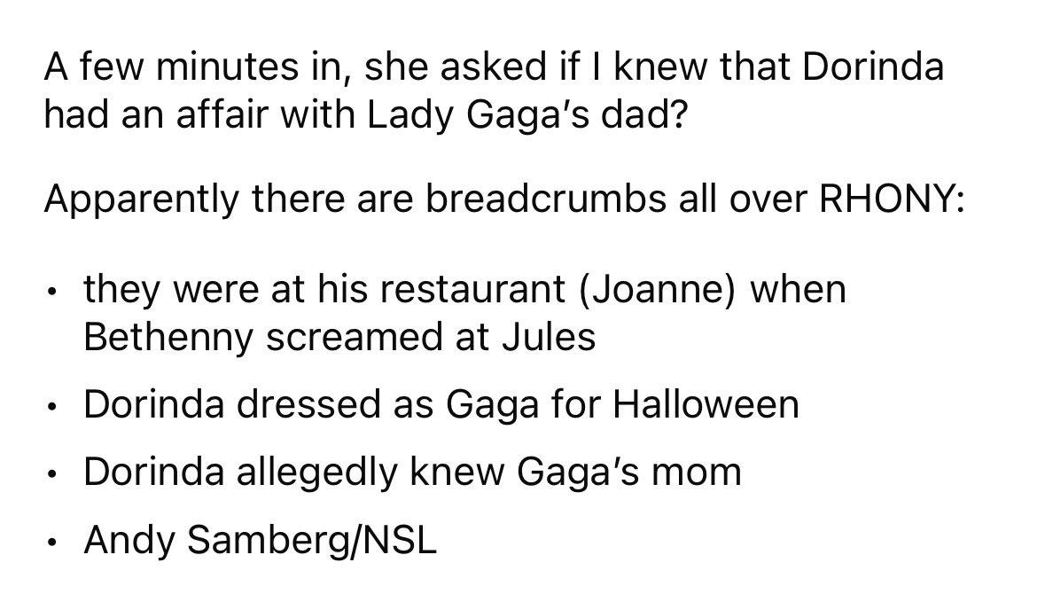 i can’t stop thinking about the rumor that Dorinda had an affair with Lady Gaga’s dad