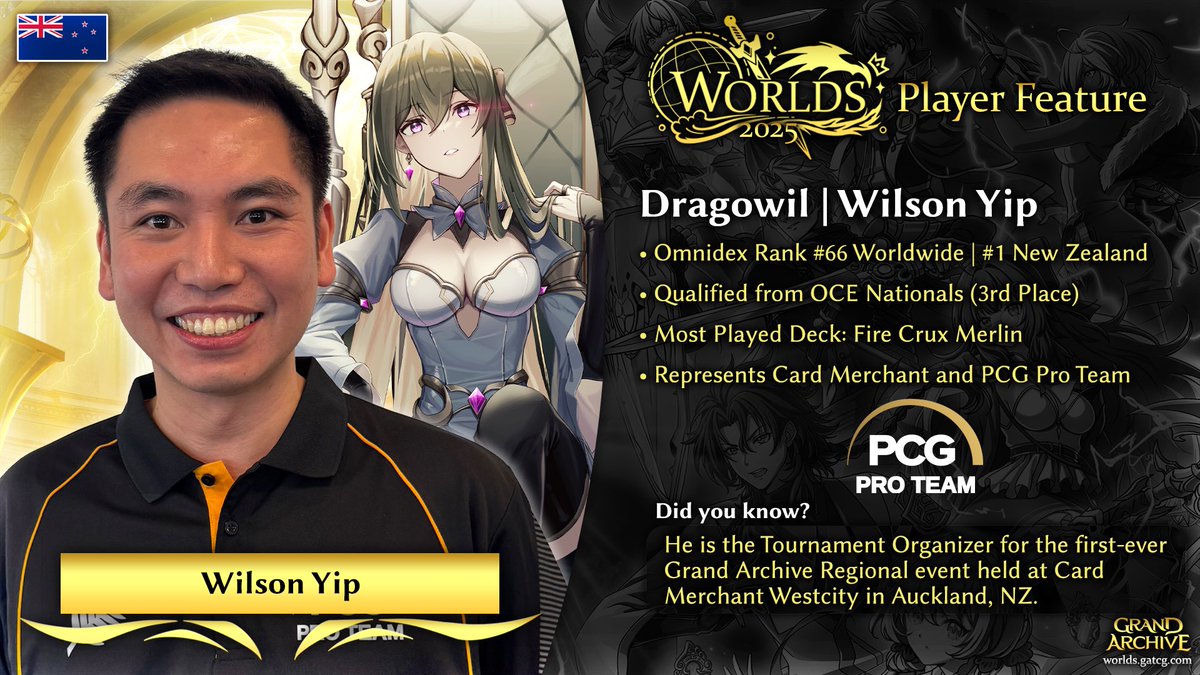 We’re now less than two weeks away from Worlds 2025!

Next up in our player spotlight is Wilson Yip (Dragowil)! He earned his spot at Worlds 2025 with a 3rd place finish at OCE Nationals, marking his return as a qualified competitor! A veteran of the community, he also played a