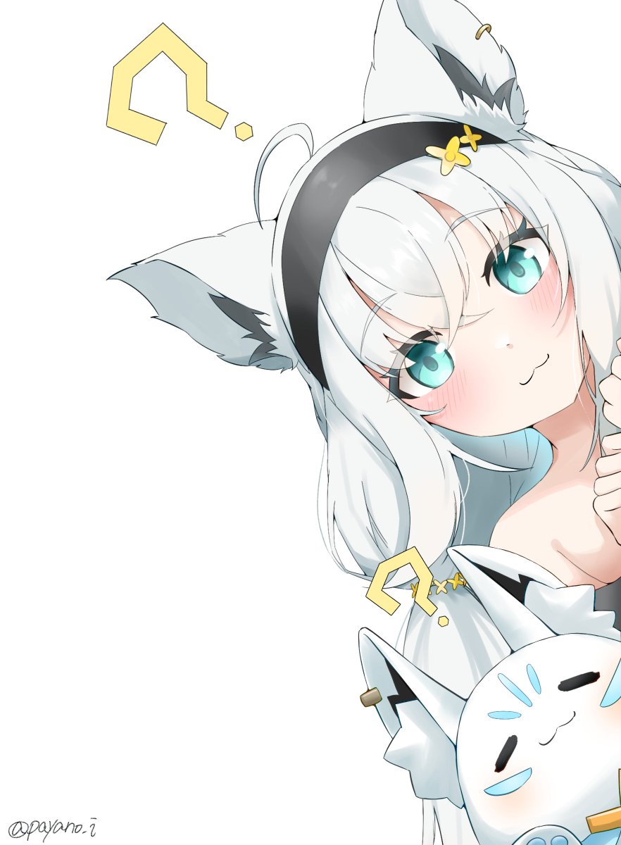 payano_i's tweet image. ひょこっと白上❔ with すこん部🌽
#絵フブキ
