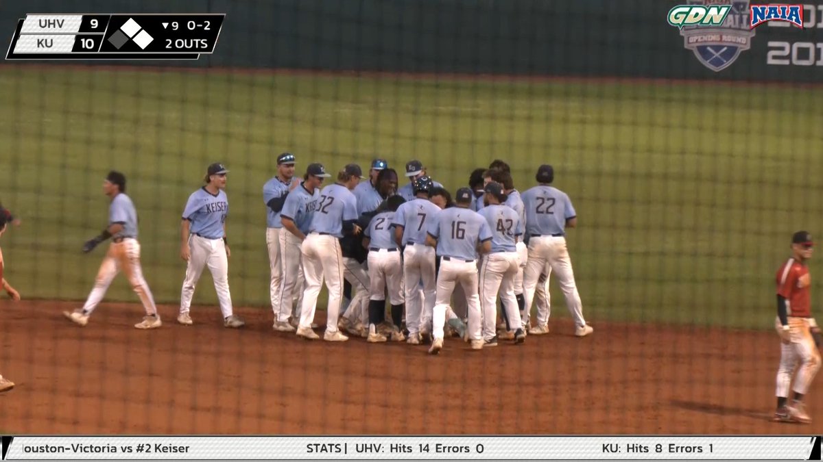⚾️ Moment of the Year Nominee ⚾️
 WALK-OFF WINNER!
Down 1 in the 9th, (rv) Keiser scores 2 clutch runs to stun No. 14 Houston-Victoria, 10-9, in the NAIA Opening Round 🔥
High stakes. Big moment.
 🗳️VOTE for this postseason thriller! - bit.ly/4lrnXxx