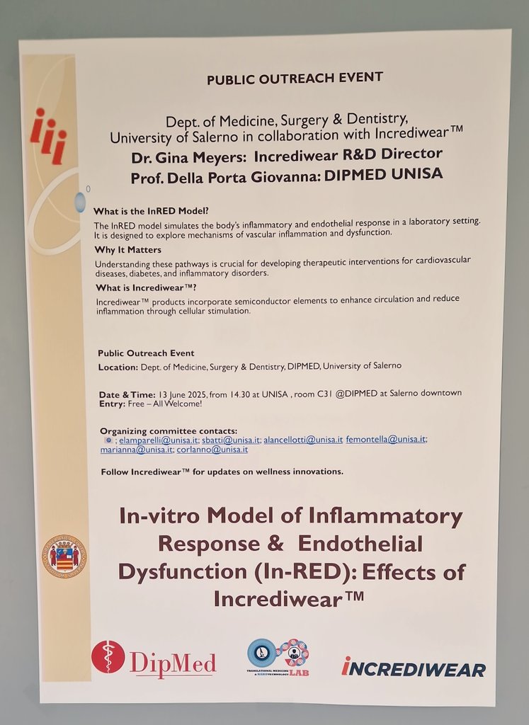 Securing incredible funding for our endothelial dysfunction model is a game-changer! Thanks to our supporters 🤩... updates soon ..
<a href="/Incrediwear/">Incrediwear</a> 
<a href="/UniSalerno/">Università Salerno</a>