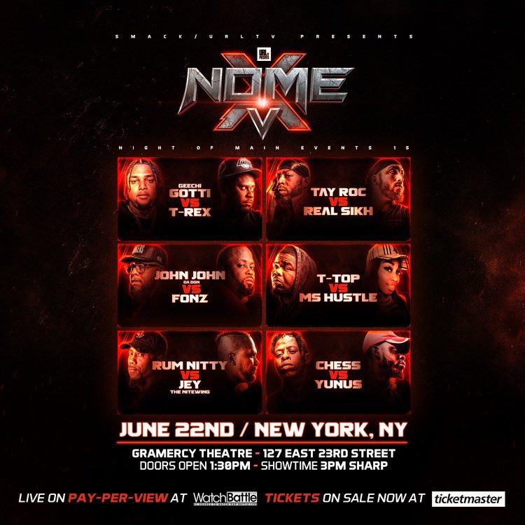 Update: #NOME15 WILL BE STREAMING ON WATCHBATTLELIVE.COM 
🔥🔥🔥