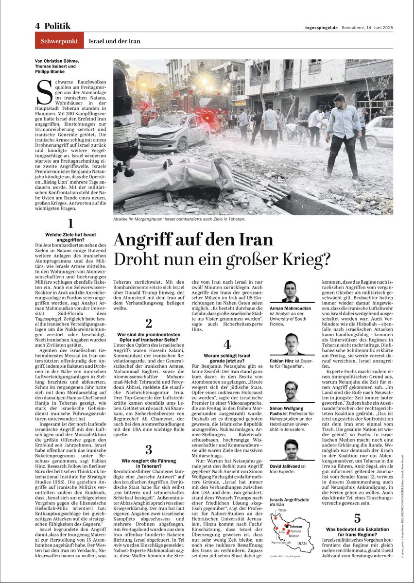 Arman Mahmoudian (@mahmoudianarman) on Twitter photo I told <a href="/Tagesspiegel/">Tagesspiegel</a> that in the past, #Iran had the technical capability to weaponize its nuclear program; it lacked the political decision. #Israel’s strikes may now reverse that equation: political will may grow, but capability could be diminished. <a href="/BosphorusNews/">Thomas Seibert</a> I told <a href="/Tagesspiegel/">Tagesspiegel</a> that in the past, #Iran had the technical capability to weaponize its nuclear program; it lacked the political decision. #Israel’s strikes may now reverse that equation: political will may grow, but capability could be diminished. <a href="/BosphorusNews/">Thomas Seibert</a>