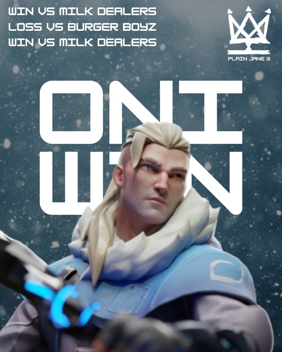 Not so plain day. Oni Occult makes Day 2 of <a href="/Funhavergg/">Funhaver</a> Plain Jane 3. GGs
2-1 vs Milk Dealers (<a href="/mattyiceval/">mattyice</a> , <a href="/SexyValorant/">Christian ''sexy'' Tran</a> , <a href="/Katashios/">Dylan</a> , <a href="/A77tv/">Aiden</a> + 1)
1-2 vs <a href="/BurgerBoyzVAL/">Burger Boyz</a> 
2-1 vs Milk Dealers