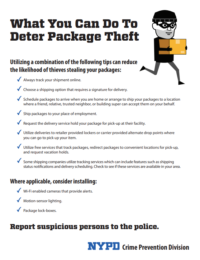 Reminder, follow these tips to help prevent package theft. 📦