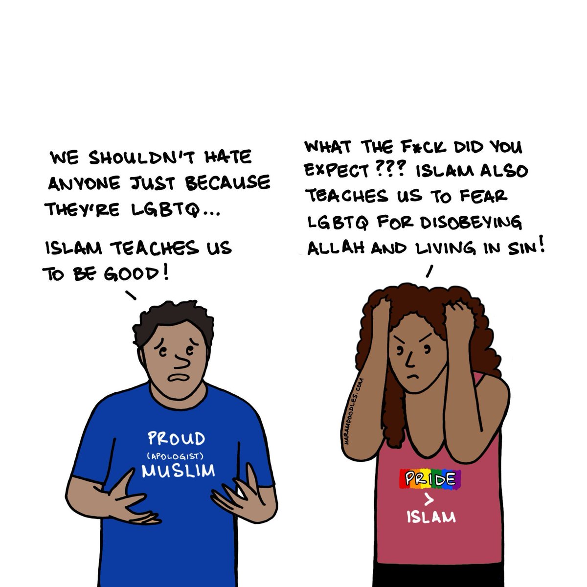 You don’t get ally points for tolerating what your scripture still condemns. Queer people deserve more than PR-friendly pity.

#PrideMonth #ExMuslim
🎨 @haramdoodles