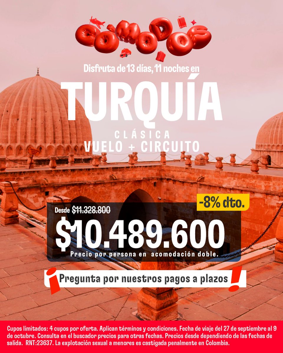 🧳 Si vas a recorrer el mundo... que sea como uno de los Cómodos.

💥 Aplica con el código COMODOSW. ¡Corre que es la última semana!
*Aplica para compras súperiores a $9.000.000
*Aplican T&amp;C

👉 atrapalo.com.co/micro/Comodos/ 👈

#comodosatrapalo  #comodoatrapalo  #DestinosImperdibles