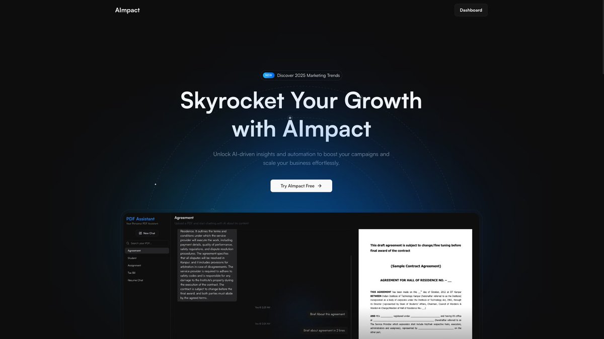 princu09's tweet photo. 🚀 MVP of AImpact (PDF GPT) is now live!
Upload any PDF and chat with it — fast, simple, and powerful.
Ready to explore?
🔗 Link in bio
#AI #PDFGPT #AImpact #OpenAI #AItools https://t.co/JSL6KWoBbu
