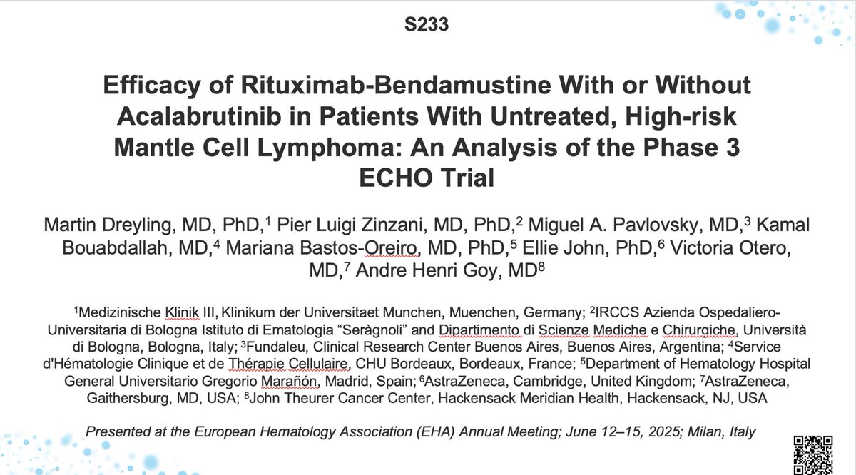 Pavlovsky_Mig's tweet image. EHA 2025 - ECHO trial: nice to be part of an international effort thanks to our patients and wonderful team at FUNDALEU
