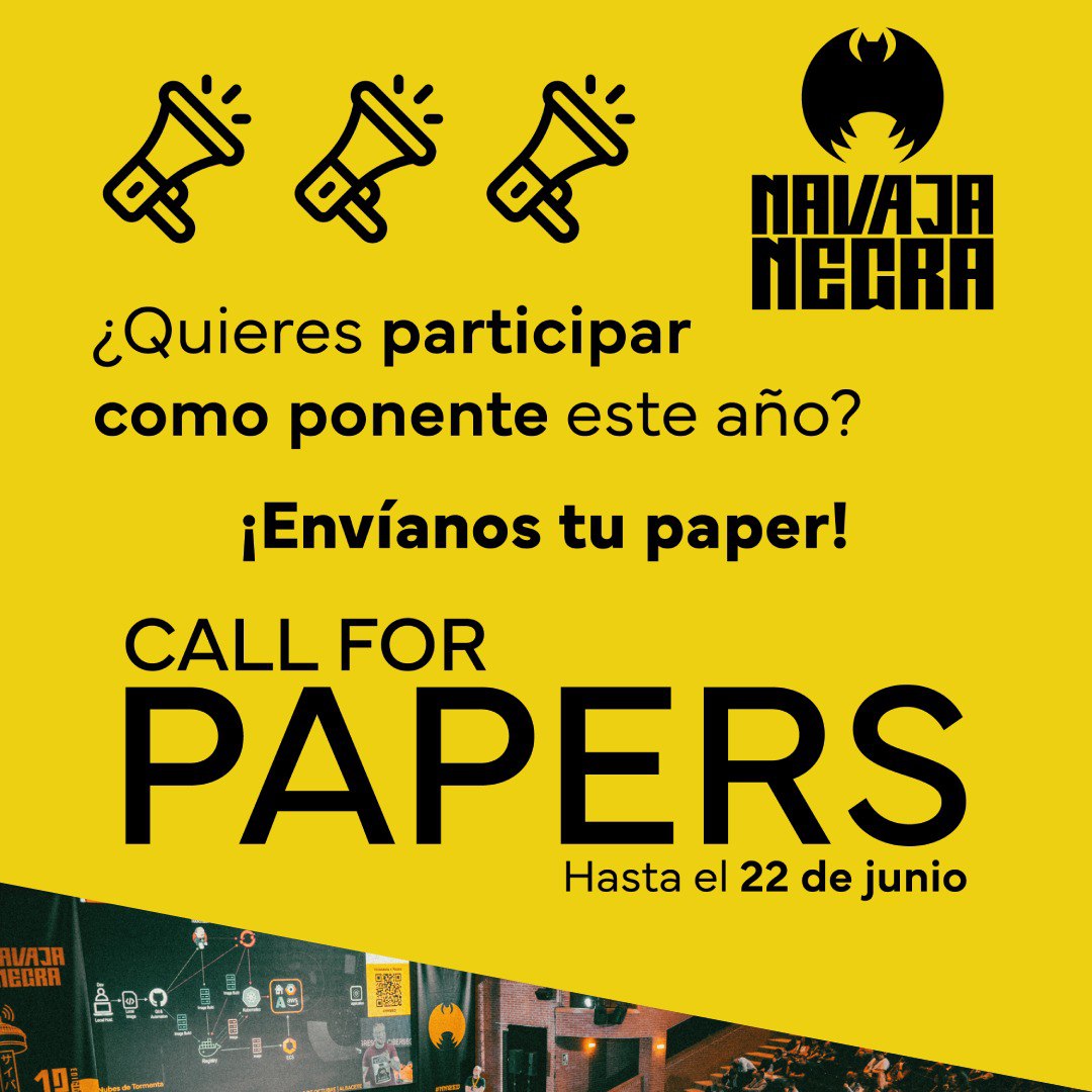⚠️ ¡Última semana del call for papers de #NN2025!

🎤 Comparte tu investigación, exploits, experiencias en esa charla única que solo tú puedes dar.

📆 FECHA LÍMITE: 22/06 a las 23:59h (CEST)

¡Mándanos tu paper!
➡️ navajanegra.com/2025/cfp

#NN2025 #Conference #Ciberseguridad