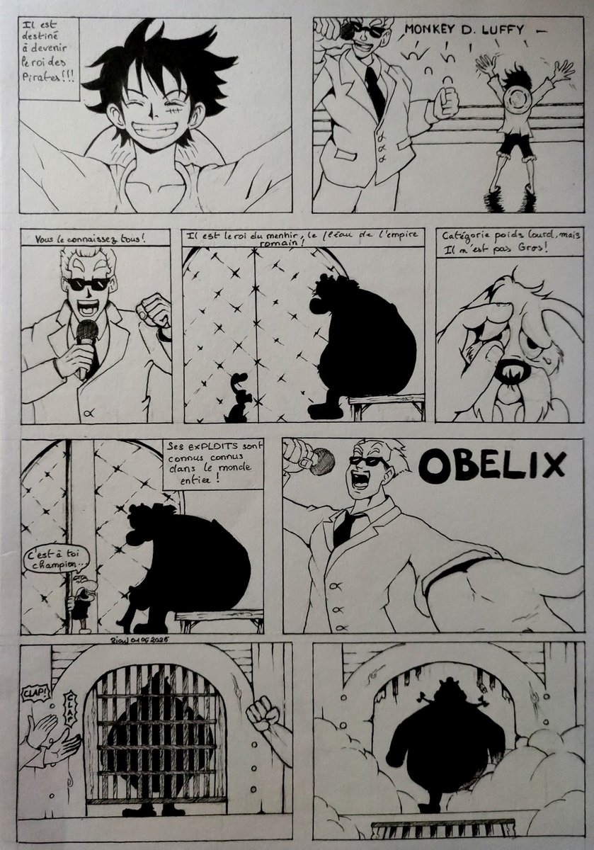 MrSioul's tweet photo. Voici les quatre premières pages d'une BD fanfiction que je fais. Luffy contre Obélix dans un match à la WFF.
#Obelix #monkeydluffy #luffy #asterix #fanfiction https://t.co/m7FWrllg9I