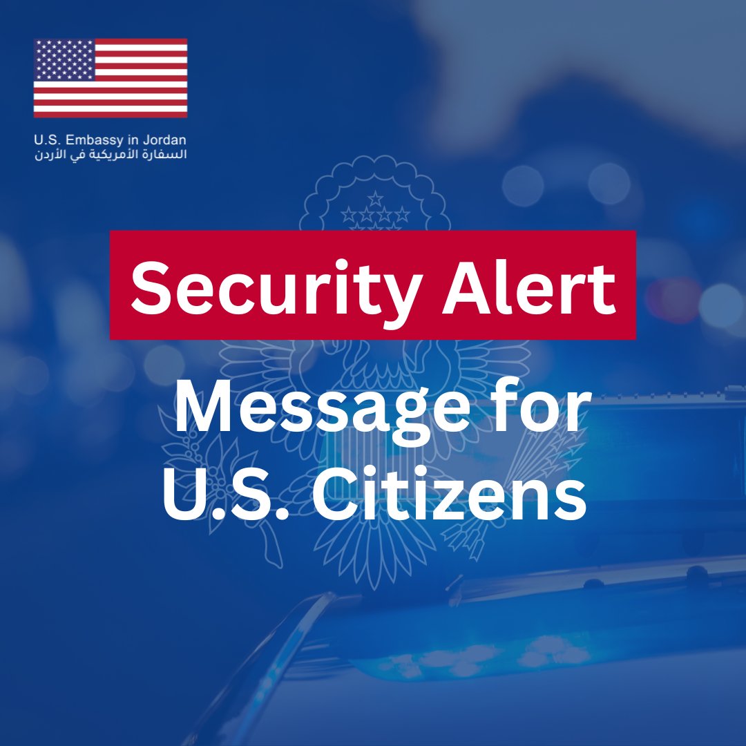 Jordan Security Alert – Exit and Entry Updates (June 14, 2025)

Location: Jordan

Event: U.S. citizens seeking to cross from Israel or the West Bank into Jordan by land can expect border crossings to reopen for passenger travel on Sunday, June 15, according to the following