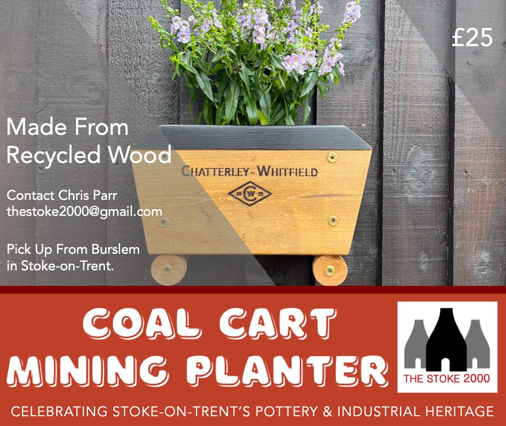 TheStoke2000's tweet photo. ❤️#Fathersday Gifts! Coal Cart Planters celebrating #ChatterleyWhitfield &amp; #StokeonTrent’s #Pottery / #mining #heritage through #recycling &amp; #climatechange creating a #circulareconomy. Pickup from #Burlem based business Projects-From-Pallets CIC

♻️ VISIT: https://t.co/nhi6YuH4fM https://t.co/IXPVkp0nk5