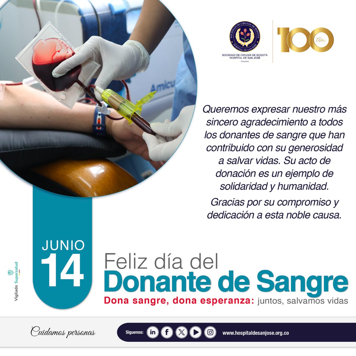 ¡Feliz día del Donante de Sangre! Su sangre es un regalo invaluable que hace una gran diferencia en la vida de muchos pacientes.