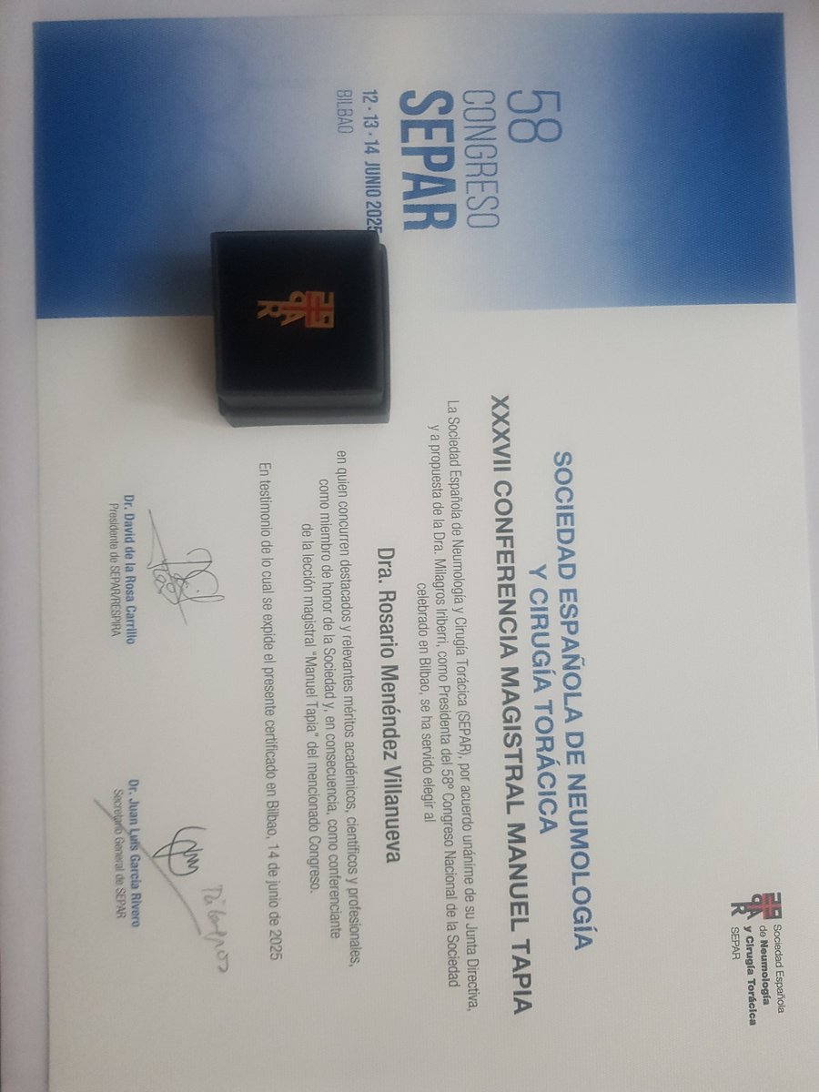 Es un privilegio recibir el nombramiento de socia de Honor de SEPAR. Muy agradecida  <a href="/SeparRespira/">SeparRespira</a> <a href="/IISLaFe/">IIS La Fe</a> <a href="/svneumologia/">SVN</a> en <a href="/SeparJovenes/">SeparJóvenes</a>