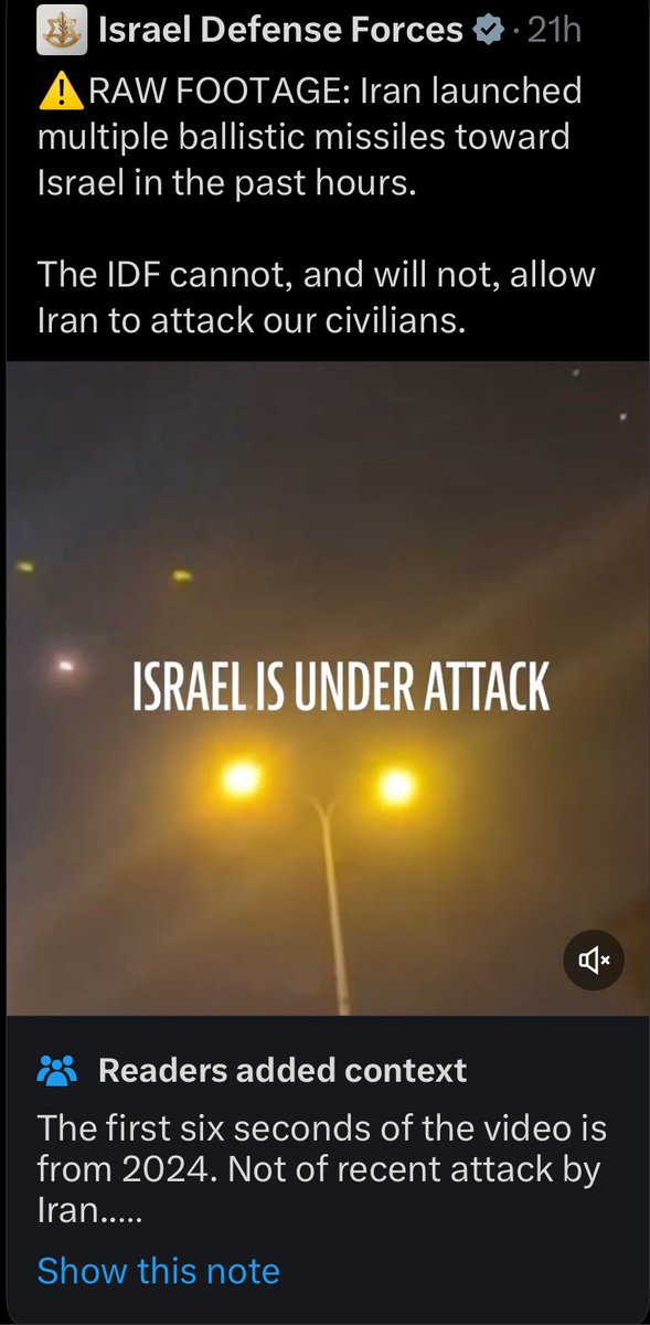 Last post in this thread. IDF finally got the community note. X is pretty good for policing this stuff.