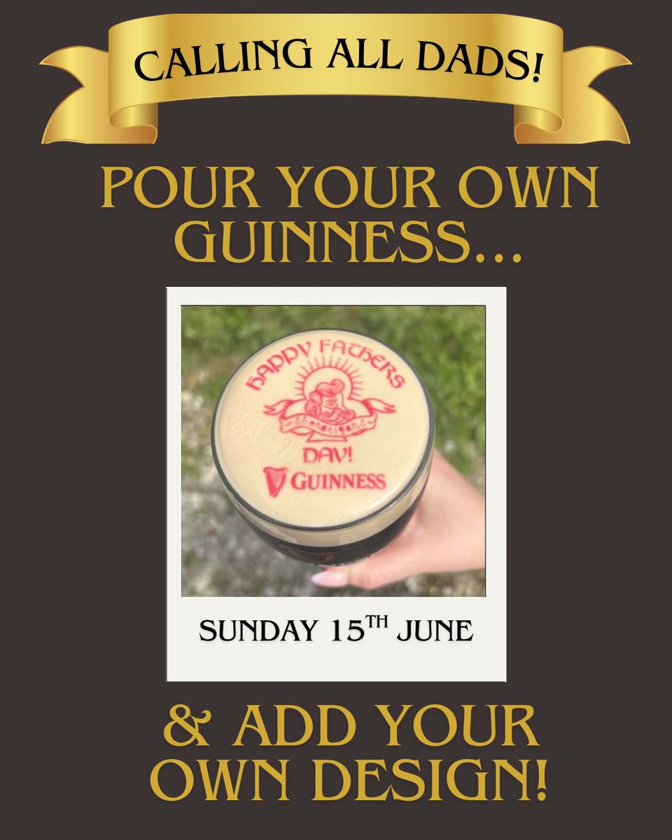 💚FATHERS DAY 2025💚

💚Treat your dad to pouring his own printed pint of Guinness @shenanigansliverpool 

#guinness #fathers #fathersday #liverpool #liverpooldads #liverpoolfathersday #pouryourownguinness #whatsonliverpool
D