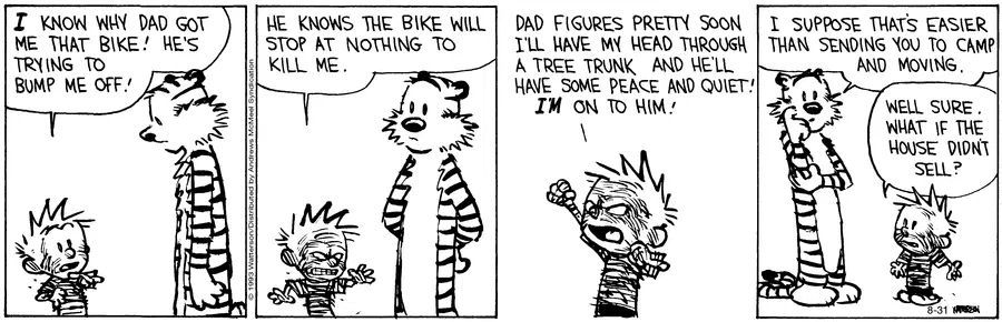 Calvinn_Hobbes's tweet image. Sometimes it feels like your parents are plotting against you… especially when they give you a bike.
#CalvinandHobbes40 #TrustIssues