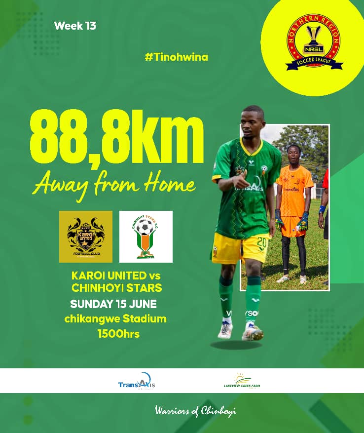 ChinhoyiC's tweet photo. Let’s travel together, show up early, and make Chikangwe Stadium echo with the rhythm of Happy People drums!
💚 Wear the green.
💛 Wave the gold.
🚌 Let’s take the 90km journey and come back with maximum points.
🗣️ Happy People! Warriors of Chinhoyi!
📢 Let’s go bring it home! https://t.co/bbCr5n1wZy