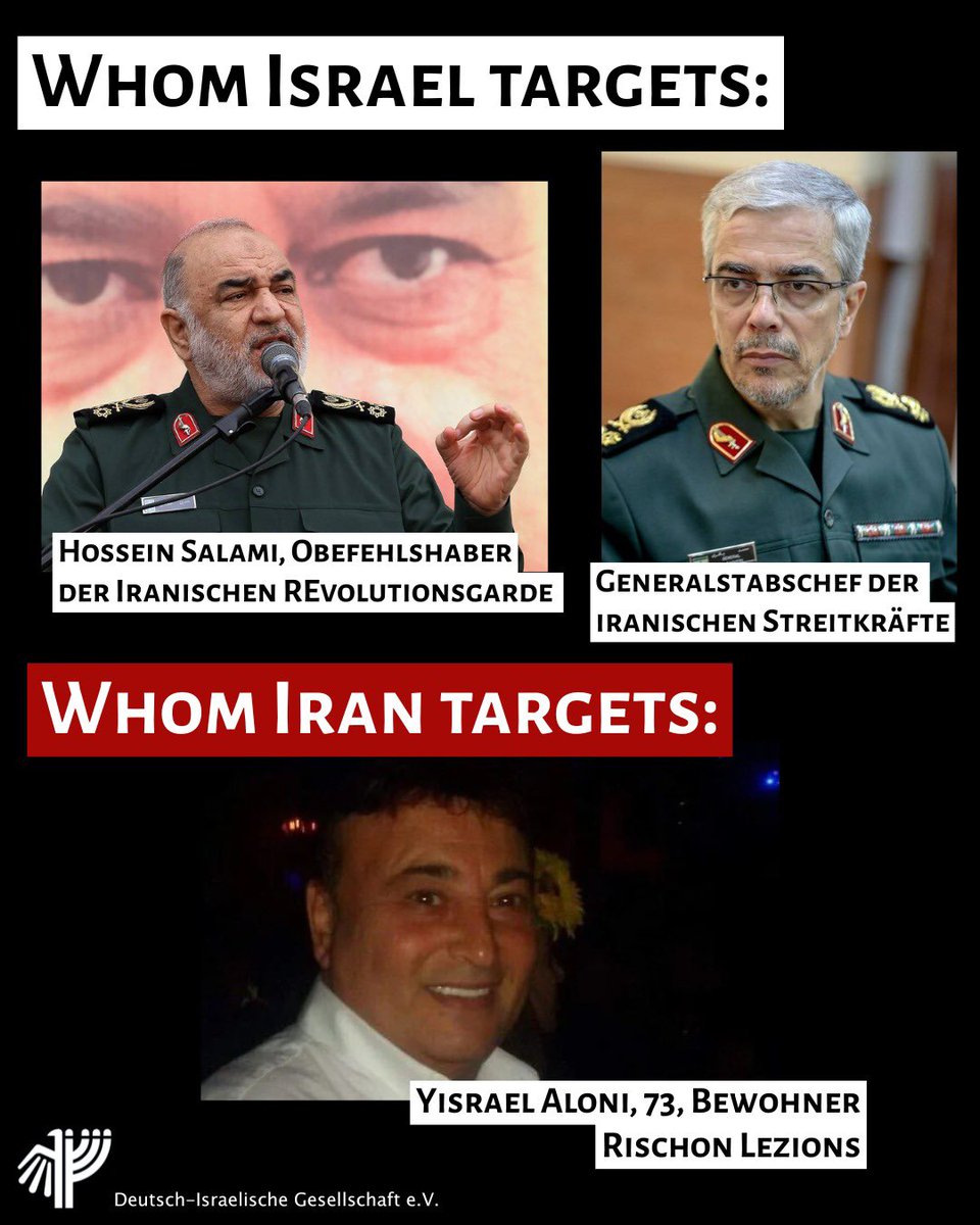 Der Iran antwortet auf gezielte israelische Angriffe mit wahllosem Raketenbeschuss auf die israelische Zivilbevölkerung. Wir gedenken aller getöteter Zivilisten und sind in Gedanken bei Angehörigen und Verletzten. #StandWithIsrael