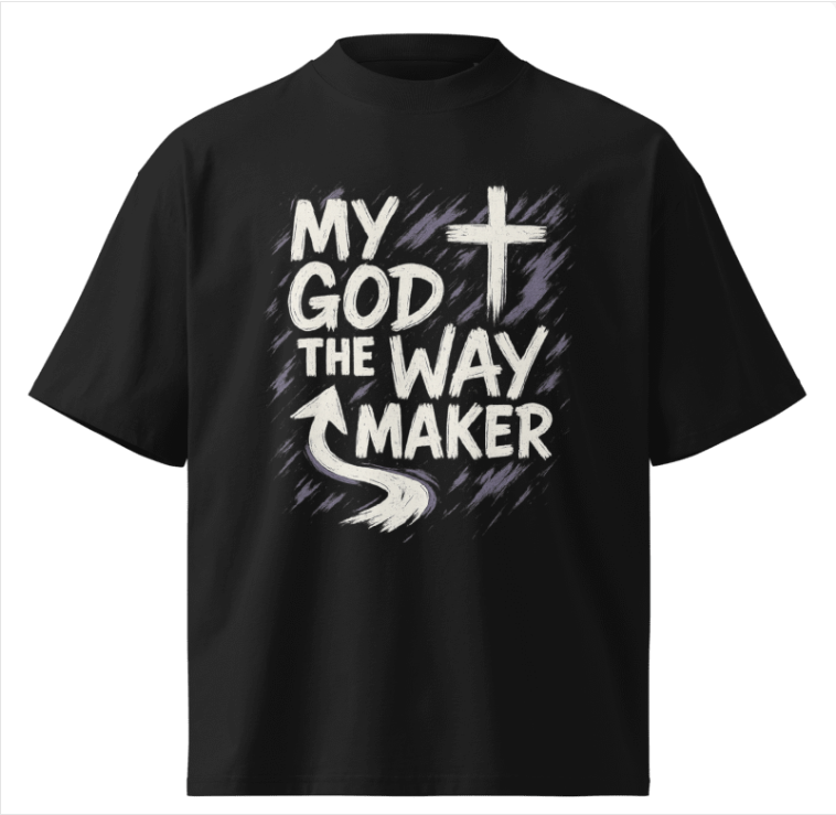 StevenFXPodcast's tweet image. Wear your faith boldly with the My God The Way Maker oversized graphic tee! This streetwear piece is perfect for anyone looking to inspire and spread positivity. Check it out at wix.to/U4N8QdY. #ChristianFashion #FaithStyle #MyGodTheWayMaker