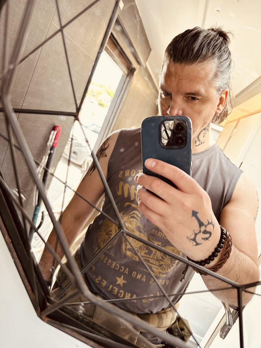 Pic taken half way through my costume tattoo test for my role in new TV crime drama