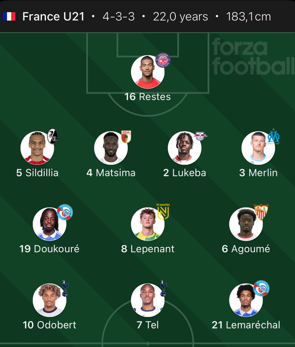 Le XI des Bleuets 🇫🇷 pour leur deuxième match à l’Euro Espoirs contre la Géorgie 

Deux changements par rapports au Portugal avec Lucien Agoumé et Félix Lemaréchal à la place d’Andy Diouf et Matthis Abline