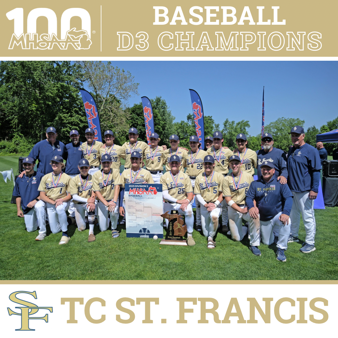 ⚾ D3 BASEBALL FINAL: St. Francis Adds 4th ‘C’ to ‘Character, Commitment and Compassion’ - Championship!🏆⁣ 
➡️ ow.ly/FshK50W9s79 👀
#congratulations #finals #baseball #champion #tcstfrancis #Gladiators #MHSAA #MHSAA100