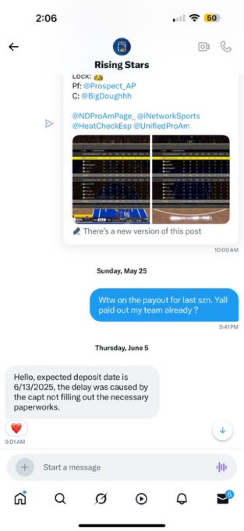 Rebbanned (@rebo___) on Twitter photo <a href="/2KRisingStars/">Rising Stars</a> idk what type shit yall running but you guys went silent for months with my player <a href="/Playmakin_/">Playmakin π₯</a> after his team won the open and finals MONTHS ago ! Then you come back with a weak excuse saying paperwork from the captain the reason they ainβt get paid . We all know <a href="/2KRisingStars/">Rising Stars</a> idk what type shit yall running but you guys went silent for months with my player <a href="/Playmakin_/">Playmakin π₯</a> after his team won the open and finals MONTHS ago ! Then you come back with a weak excuse saying paperwork from the captain the reason they ainβt get paid . We all know