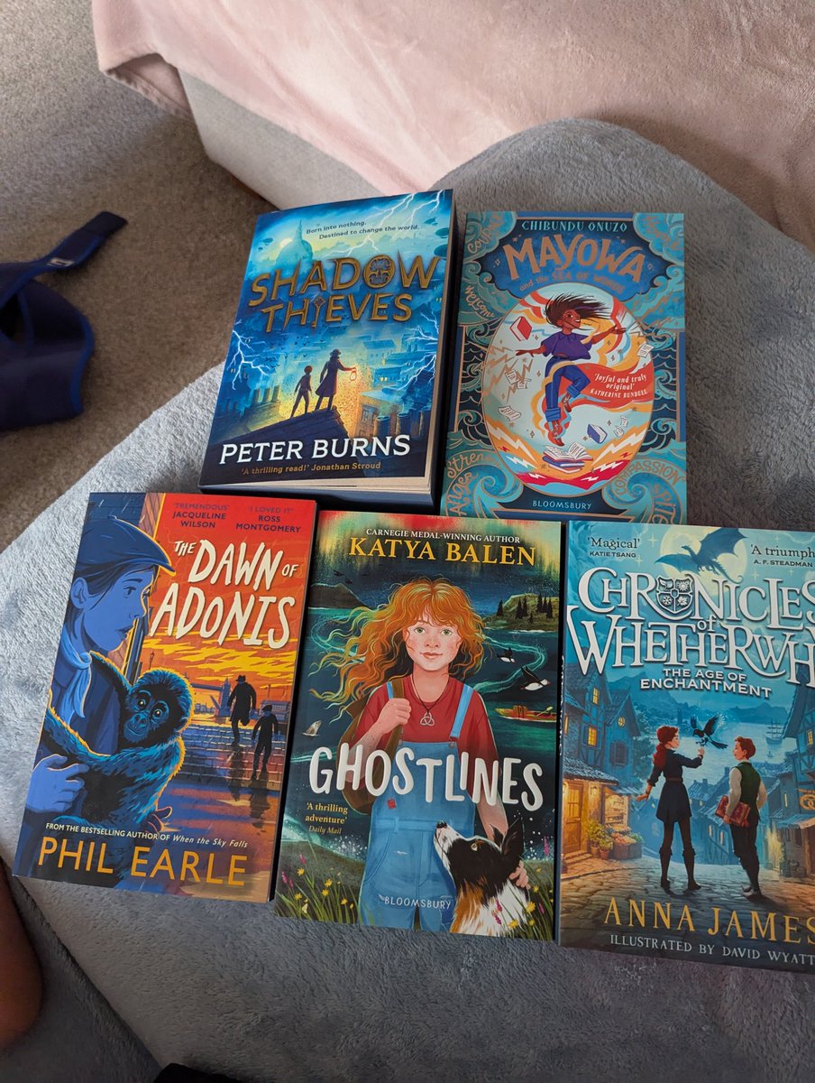 My birthday last weekend and a book voucher has meant 5 new books! I've felt a little bit of a lull lately over new books but I have the excitement back. When you can't choose, you choose them all! 
<a href="/philearle/">Phil Earle</a> <a href="/acaseforbooks/">Anna James</a> #reading #books #BooksMakeGreatGifts