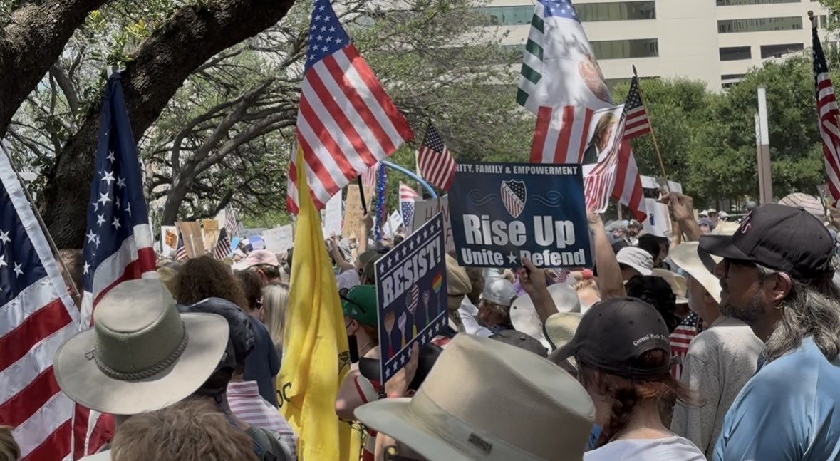 From our spot among the thousands of people right now in front of Dallas City Hall!