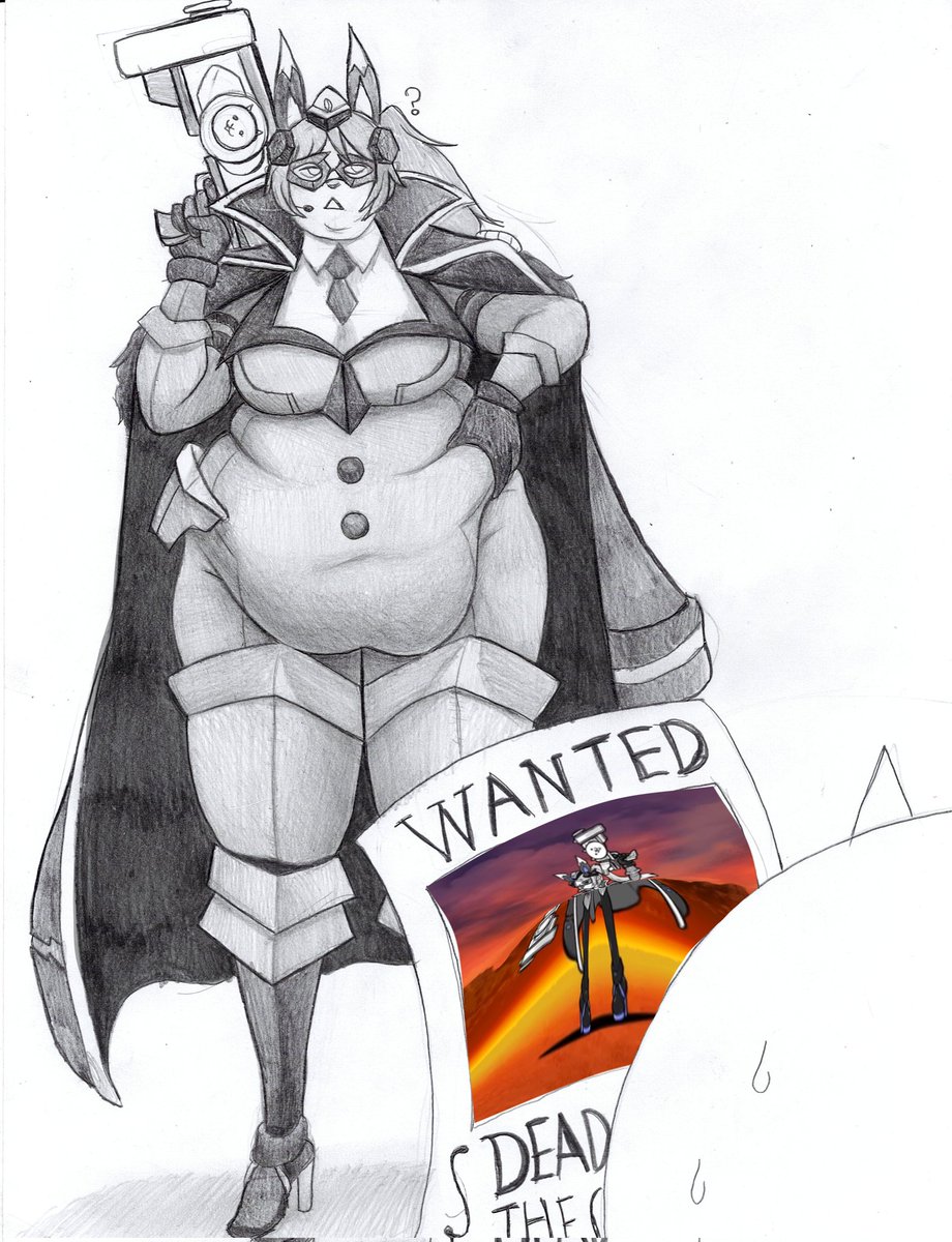 Heya. 
Epic drawing I made while eating mortadella, about a character from BattleCats.

#fat #bbw #fatart #weightgain #oc #anime #TheBattleCats #にゃんこ大戦争