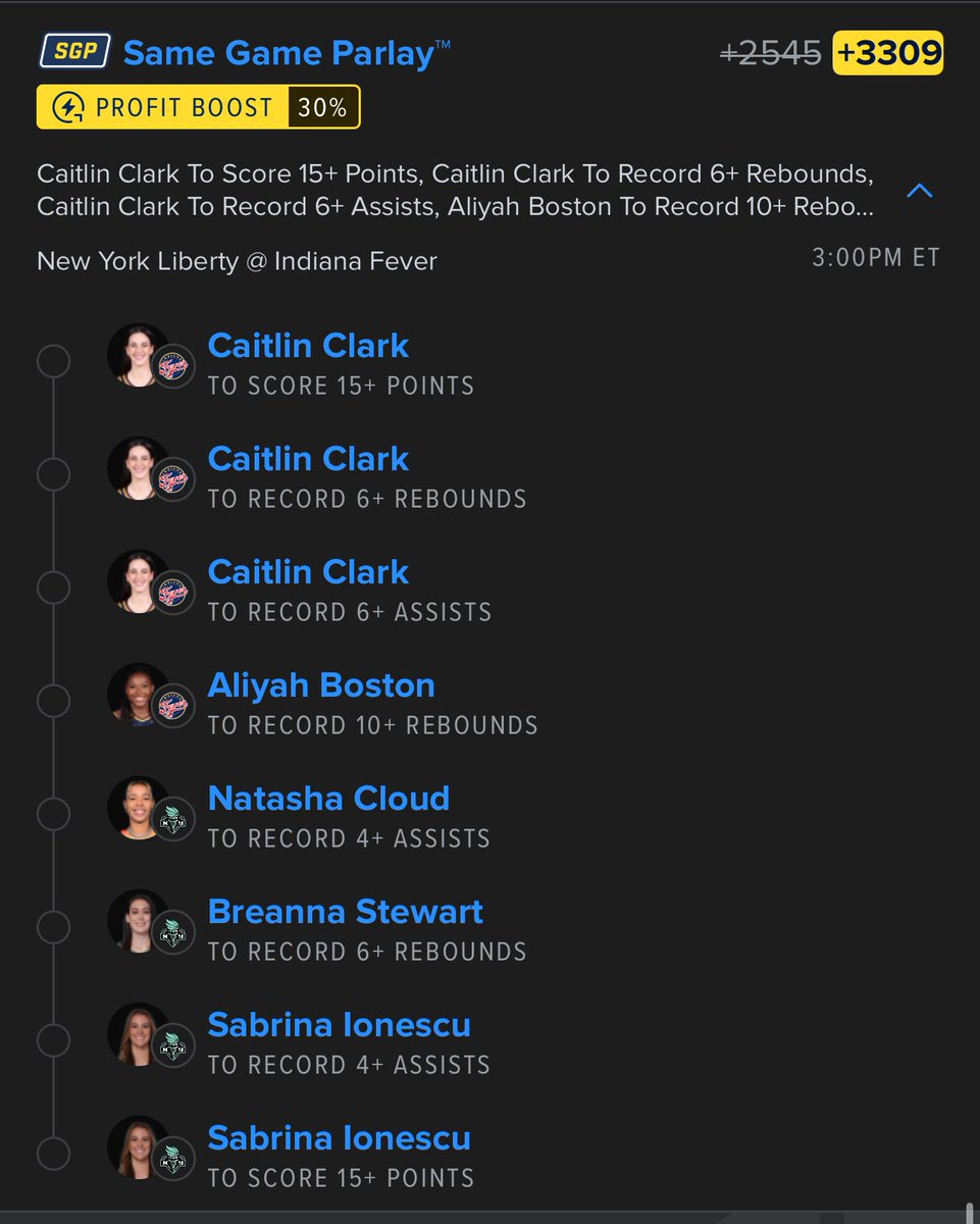 BlackEnvyClubH's tweet photo. SGP loaded for Fever vs Liberty โ Clark Effect in full motion ๐ฏ Letโs cook before tip-off. #FanDuel #WNBAParlay #ClarkEffect https://t.co/EkUMVipCTf