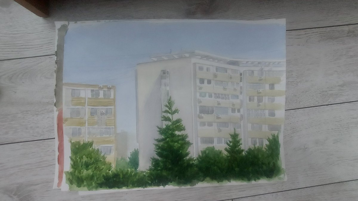 DanelBek2's tweet photo. When I was coming back from jogging I saw a pretty beautiful place, it was next to the statue of the Chernobyl disaster liquidators.
So I painted this on the paint that Sister had. https://t.co/Yjz5hYqb4R